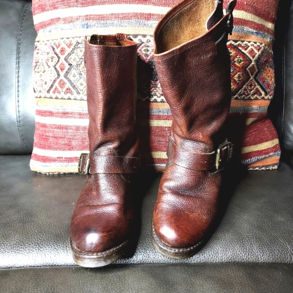 FRYE VERONICA Brown Short Leather Boots